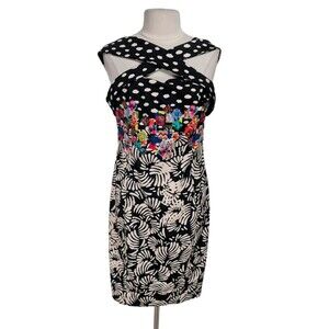 Eroke Made in Italy Women Sheath Knee Length Dress Size 48(14) Satin Floral 312P